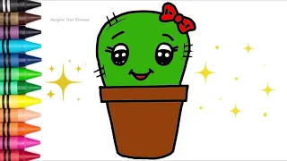 How To Draw A Cute Cactus 🌵 On Pot Step By Step In 7 Minutes By AM