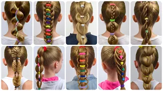 10 DIFFERENT TYPES! How to do Ponytails with Rubber Bands ✿ HOW TO DO A BRAID by LittleGirlHair