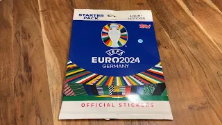 Topps UEFA Euro 2024 Official Collection STARTER PACK (Album + Sticker) UNBOXING / РАСПАКОВКА - 4K