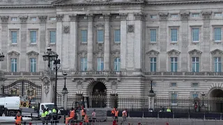 Preparations outside Buckingham Palace ahead of Queen Elizabeth II's state funeral