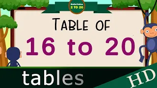 16 to 20 Multiplication, Table of 16 to 20 Multiplication Time of tables 2 to 20 - MathsTables