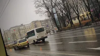 smolensk city, russia. traveling by tram in smolensk.