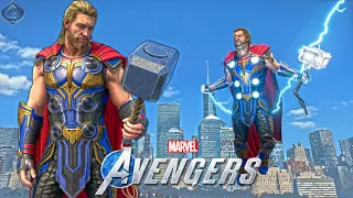 Marvel's Avengers Game - Thor Love and Thunder MCU Suit Free Roam Gameplay! (4K 60fps)