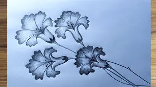 How to Draw flower easy / How to flower Draw pencil art / How to Draw a blooming flower /