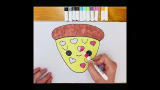Drawing for Kids Draw With Me Simple drawings  Cheerful and Cute Ice Cream Pizza Watermelon