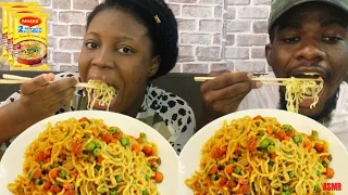 EATING MASALA MAGGI + EGG🍝 using CHOPSTICKS for the FIRST TIME |  EATING VIDEOS (ASMR) #massalamaggi