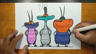 How to draw JOEY, DEE DEE and MARKY - OGGY AND THE COCKROACHES step by step