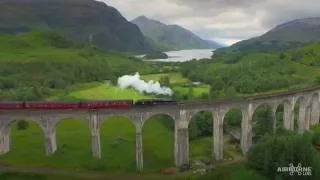 Jacobite Steam Train at Glenfinnan Viaduct by Drone