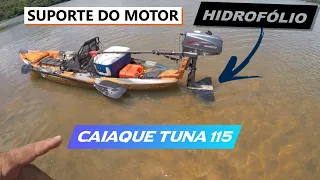 suporte e hidrofólio para motor Hidea 4 HP NO CAIAQUE TUNA 115