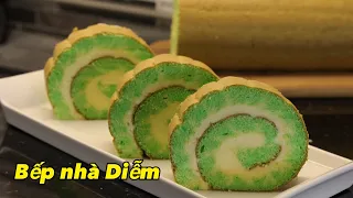 Bánh cuộn lá dứa nhân kem dừa - Pandan Swiss Roll - Cách làm đơn giản thơm ngon | Bếp Nhà Diễm |