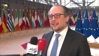 Doorstep von Außenminister Schallenberg beim Treffen der EU Außenminister, 21. Februar 2022 (1/3)