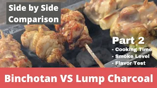 Cooking Yakitori on Lump Charcoal- Binchotan vs Lump Side by Side comparison Part 2
