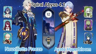 C0 Neuvillette Freeze & C0 Ayato Hyperbloom - Spiral Abyss 4.1 - Floor 12 9 star Genshin Impact