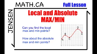 3.2 - Local & Absolute MAX & MIN Points (full lesson) | grade 12 mcv4u | jensenmath.ca