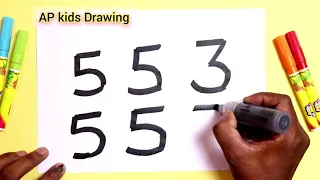 [Hindi]How to Draw Dog from 553 number step by step - easy Drawing for kids