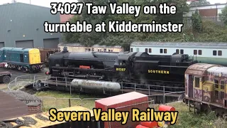 Severn Valley Railway | 34027 Taw Valley using Kidderminster Depot Train Turntable |