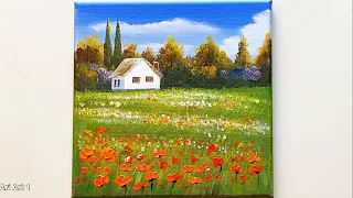 Poppy Field Acrylic Painting Tutorial