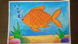 how to draw a fish,easy fish aquarium drawing for kids,gold fish drawing,fish tank drawing