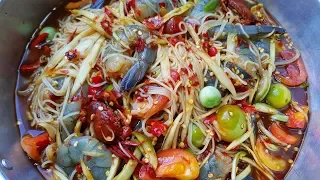 กับข้าวกับปลาโอ 590 : ตำซั่วนรกกุ้งสด เมนูสร่างไข้ แซ่บจัดเต็ม Papaya salad rice noodle & Shimp