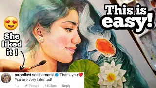 Easy Watercolor Tutorial for Beginners || Beautiful Sai Pallavi Painting 😍❤