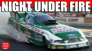 Funny Cars Drag Racing John Force Night Under Fire