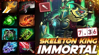 Wraith King Immortal Skeleton 7.36 - Dota 2 Pro Gameplay [Watch & Learn]
