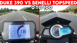 Duke 390 VS Benelli 300 | 0 To 100 | TOPSPEED BATTLE !!!