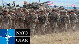 NATO. US and British Army soldiers during an Allied exercise in Bulgaria.