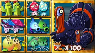 Random 40 Pair Team Plants vs 100 Turkey Zombies - Who Will Win? - PvZ 2 Challenge