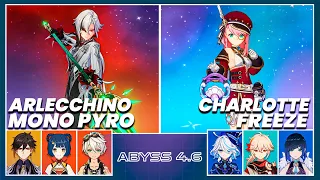 C0 Arlecchino Mono Pyro & C6 Charlotte Freeze - Spiral Abyss 4.6 | Floor 12 9 Stars - Genshin Impact