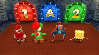 Mario Party 9 Step it up - Mario Vs Spider Man Vs Spongebob Vs Luigi (Master Difficulty)