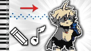 What X!CHARA Sounds Like on Piano - Draw and Listen - MIDI Art - How To Draw - Pixel Art - FNF