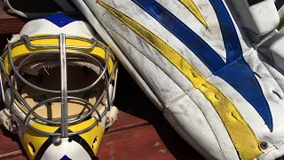 Plasti-dipped Goalie Pads Update after almost a year of play