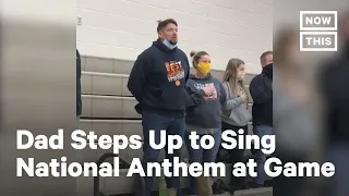 Dad Sings National Anthem at High School Basketball Game #Shorts