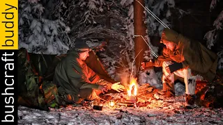 2 Poncho Shelter Overnighter | Longfire | -4°C | Winter Bushcraft | Älpler Magronen