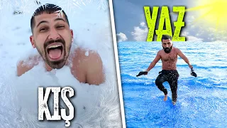 24 SAATTE 4 MEVSİM YAŞADIK | YAZ VS KIŞ KAMPI