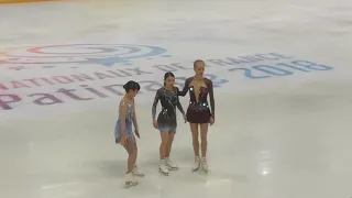 Ladies Victory Ceremony - Grand Prix France Grenoble 2018 - Rika Kihira, Mai Mihara, Bradie Tennell
