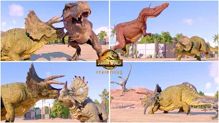 Animations of Strong Triceratops Killing All Dinosaurs 🦖 Jurassic World Evolution 2 Dinosaur Fights