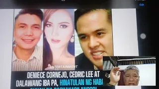 Vhong Navarro, Wagi/Deniece Cornejo,Cedric Lee at dalawang kasama pa, Makukulong Ng Habang Buhay.