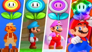 Evolution of Super Mario Flower Power-Ups in 2D Games (1985 - 2024)