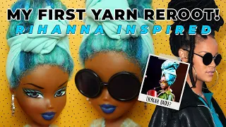 My First Yarn Reroot - Rihanna Inspired Faux Locs Bun Updo - Doll Hairstyles - Bratz | STYLE WITH ME