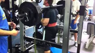 345 + heavy bands x 3 w/ Safety Squat Bar