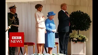 President Donald Trump arrive at Windsor- BBC News