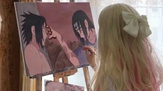 #itachiuchiha #sasuke  Acrylic Painting｜Naruto Classic Scene｜Ltachi Uchiha｜Sasuke[namipaint]