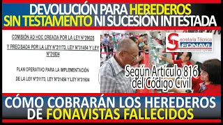 FONAVI DEVOLUCIÓN PARA HEREDEROS DE FONAVISTAS FALLECIDOS - SIN TESTAMENTO NI SUCESIÓN INTESTADA