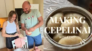 VLOG | Cooking the Lithuanian dish 'Cepelinai' with a chef | Lithuania road trip | Dena Simaite