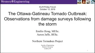ICLR Friday Forum: Ottawa/Gatineau tornado outbreak damage surveys (October 12, 2018)