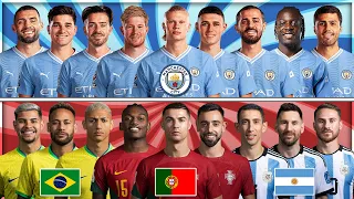 2024 Manchester City vs Portugal Argentina Brazil - Haaland Foden De Bruyne Ronaldo Messi Neymar