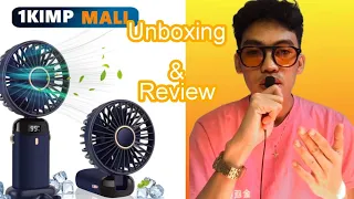 Mini fan LED digital display fan/folding fan hang fan stand fan unboxing & review from shopee