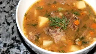 Понравится с первой ложки! Очень вкусный! Суп с перловкой и говядиной.Канадская кухня.